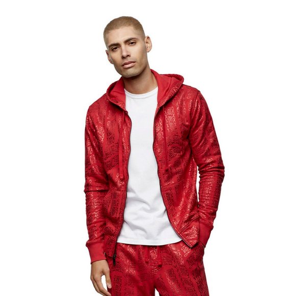 NWT True Religion All Over Zip Up Hooded Jacket - Picture 2 of 9